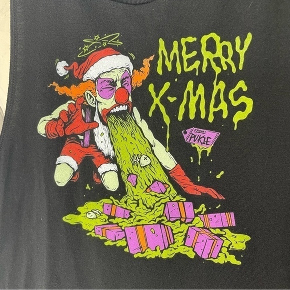 Reebok Black Merry Xmas from Pukie Santa Clown CrossFit Tank Top - Picture 2 of 4